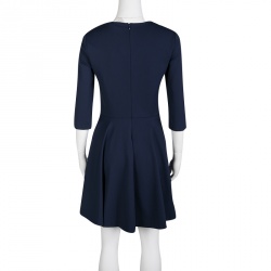 Pre Owned Diane Von Furstenberg Navy Blue V-Neck Jeannie Dress M