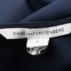 Pre Owned Diane Von Furstenberg Navy Blue V-Neck Jeannie Dress M