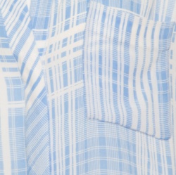 Pre Owned Diane Von Furstenberg Carter Blue and White Plaid Long Sleeve Shirt S