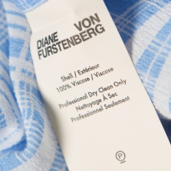 Pre Owned Diane Von Furstenberg Carter Blue and White Plaid Long Sleeve Shirt S