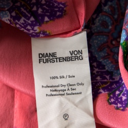 Pre Owned Diane Von Furstenberg Multicolor Floral Printed Silk Long Sleeve Maxi Shirt Dress S