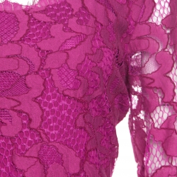 Pre Owned Diane Von Furstenberg Berry Pink Floral Lace Zarita Scoop Dress M