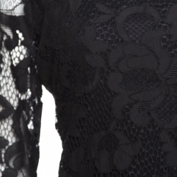 Pre Owned Diane Von Furstenberg Black Floral Lace Zarita Scoop Dress L