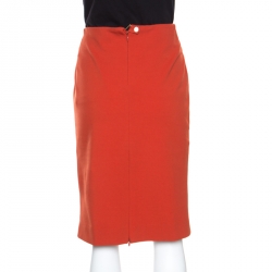 Pre Owned Diane Von Furstenberg Burnt Orange Jersey Esme Pencil Skirt M