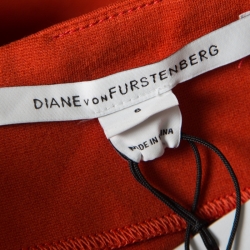 Pre Owned Diane Von Furstenberg Burnt Orange Jersey Esme Pencil Skirt M