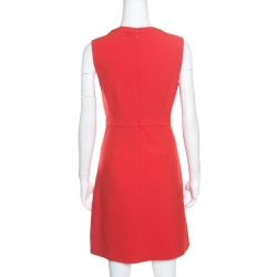 Pre Owned Diane Von Furstenberg Red Jersey Sleeveless Fleur Sheath Dress M