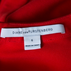 Pre Owned Diane Von Furstenberg Red Jersey Sleeveless Fleur Sheath Dress M