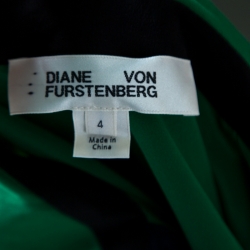 Pre Owned Diane Von Furstenberg Green Silk Belted Long Sleeve Shirt Dress S