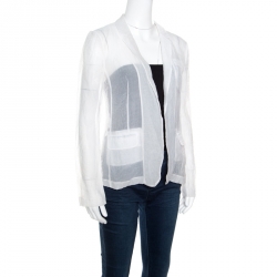 Pre Owned Diane Von Furstenberg Off White Crinkled Sheer Christian Blazer S