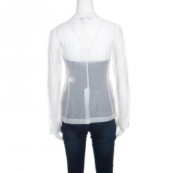 Pre Owned Diane Von Furstenberg Off White Crinkled Sheer Christian Blazer S