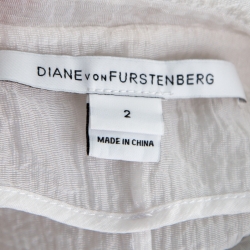 Pre Owned Diane Von Furstenberg Off White Crinkled Sheer Christian Blazer S
