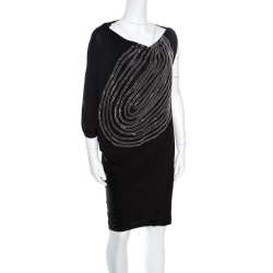 Pre Owned Diane Von Furstenberg Black Asymmetric Sleeve Wilma Joon Dress XS