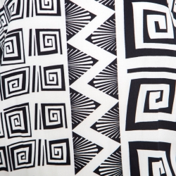 Pre Owned Diane von Furstenberg Monochrome Geometric Motif Printed Silk Handy Blouse S