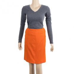 Pre Owned Diane Von Furstenberg Orange Belted Delion Skirt S
