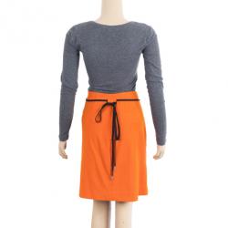 Pre Owned Diane Von Furstenberg Orange Belted Delion Skirt S