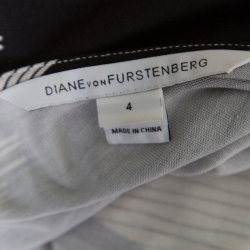 Pre Owned Diane Von Furstenberg Monochrome Flame Printed Silk Jersey Valencia Wrap Dress S