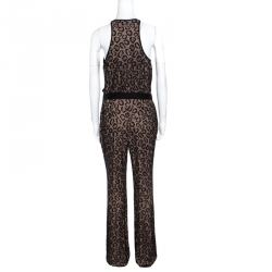Pre Owned Diane Von Furstenberg Black Embellished Lace Zadie Jumpsuit S