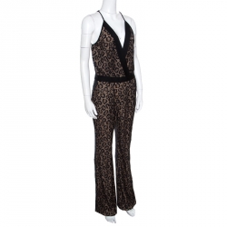 Pre Owned Diane Von Furstenberg Black Embellished Lace Zadie Jumpsuit S