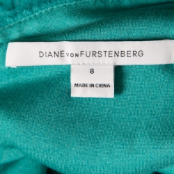 Pre Owned Diane Von Furstenberg Green Zarita Long Sleeve Lace Dress M