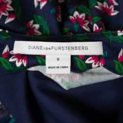 Pre Owned Diane Von Furstenberg Navy Blue Zen Floral Print Irina Wrap Dress M