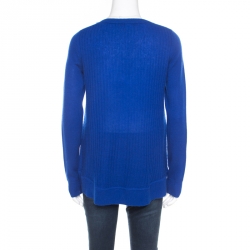 Pre Owned Diane von Furstenberg Cobalt Blue Rib Knit Cashmere Kingston Sweater S
