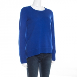 Pre Owned Diane von Furstenberg Cobalt Blue Rib Knit Cashmere Kingston Sweater S