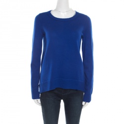 Pre Owned Diane von Furstenberg Cobalt Blue Rib Knit Cashmere Kingston Sweater S