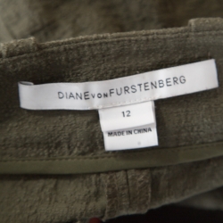 Pre Owned Diane Von Furstenberg Olive Green Cotton Jacquard Gillian Pleated Shorts L