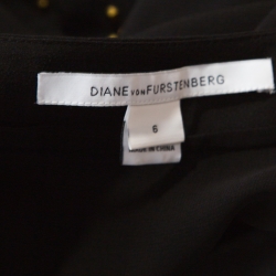 Pre Owned Diane Von Furstenberg Black Embellished Twiggy Hot Fix Check Dress M