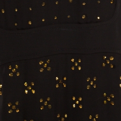 Pre Owned Diane Von Furstenberg Black Embellished Twiggy Hot Fix Check Dress M