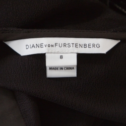 Pre Owned Diane Von Furstenburg Black Metallic Plisse Heavyn Wrap Maxi Dress M