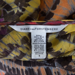 Pre Owned Diane Von Furstenberg Multicolor Ruffled Silk Cordoba Dress M