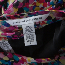 Pre Owned Diane Von Furstenberg Multicolor Printed Silk Cerrado Dress M