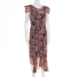 Pre Owned Diane Von Furstenberg Multicolor Printed Silk Cerrado Dress M