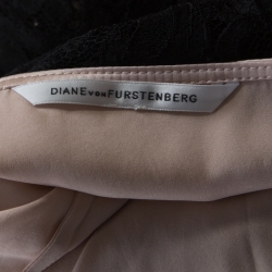 Pre Owned Diane Von Furstenberg Black and Blush Pink Floral Lace Norfolk Dress S