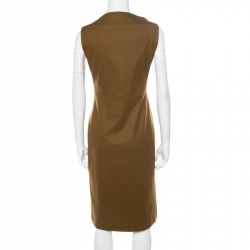 Pre Owned Diane Von Furstenberg Camel Brown Wool Sleeveless Sheath Dress M