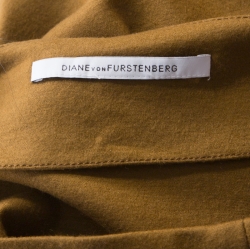 Pre Owned Diane Von Furstenberg Camel Brown Wool Sleeveless Sheath Dress M