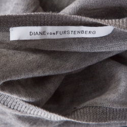 Pre Owned Diane Von Furstenberg Grey Floral Lace Side Panel Insert Sweater M