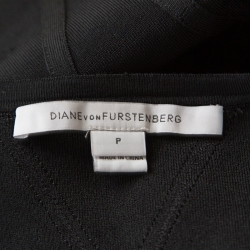 Diane Von Furstenberg Black Knit Perforated Trim Fit and Flare St.Petersburg Dress XS