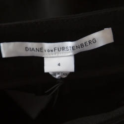 Pre Owned Diane Von Furstenberg Black Contrast Leather Panel Detail Lisa Pencil Skirt S