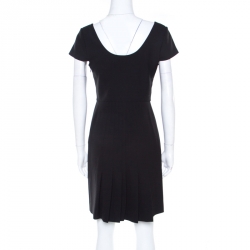 Pre Owned Diane Von Furstenberg Black Jersey Pintucked Skirt Detail Monica Dress S