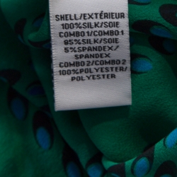 Pre Owned Diane von Furstenberg Green Chevron Spot Printed Silk Georgette Lorelei Two Blouse S