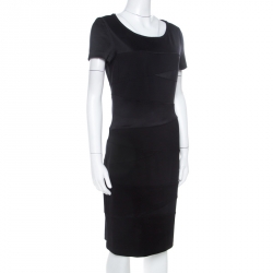 Pre Owned Diane von Furstenberg Black Asymmetric Paneled Trapp Bodycon Dress M