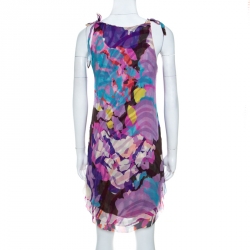 Pre Owned Diane von Fürstenberg Multicolor Silk Shoulder Tie Detail Deane Dress S