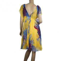 Pre Owned Diane Von Furstenberg Jasper Pleated Chiffon Dress M