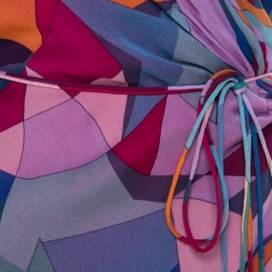 Pre Owned Diane Von Furstenberg Multicolor Silk Chiffon Maupiti Wrap Dress L