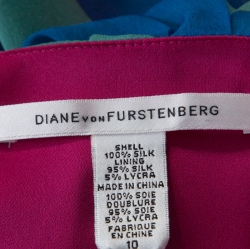 Pre Owned Diane Von Furstenberg Multicolor Silk Chiffon Maupiti Wrap Dress L