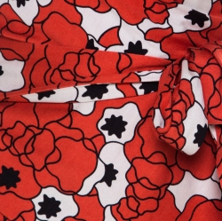 Pre Owned Diane Von Furstenberg Orange Printed Silk Jersey Tie Waist Shina Dress M