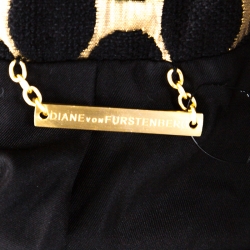 Pre Owned Diane von Furstenberg Black & Gold Jacquard Gami Coat M