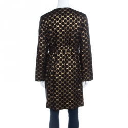 Pre Owned Diane von Furstenberg Black & Gold Jacquard Gami Coat M